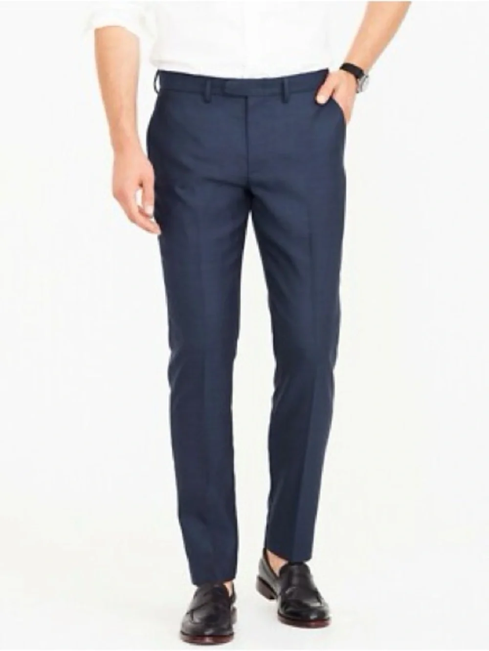 J.Crew Men's Bowery Navy Heather Slim 100% Wool Dress Pants Size 33x32